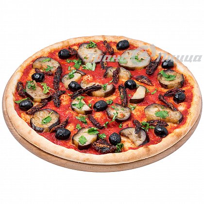 Острая веганская пицца с вялеными томатами и баклажанами